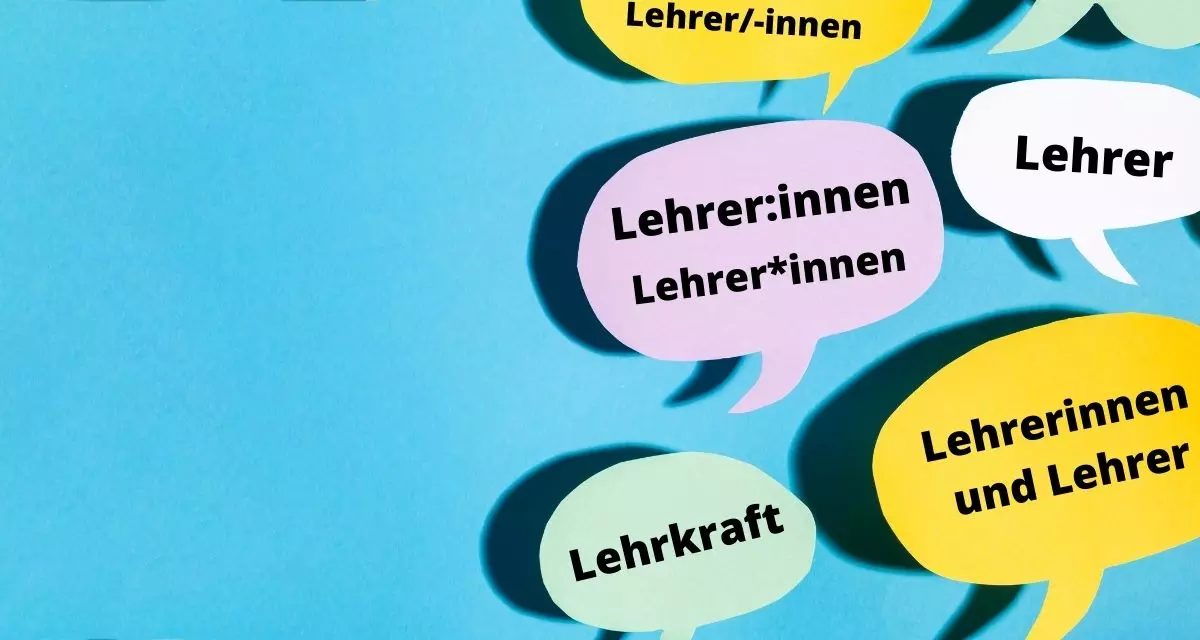Gendern am Beispiel Lehrer. Die Grafik zeigt verschiedene Gender-MÃ¶glichkeiten des Wortes "Lehrer". Grafik via Canva/LpB BW
