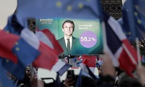 Emmanuel Macron hat die PrÃ¤sidentschaftswahl 2022 gewonnen. Foto: picture alliance / Associated Press 