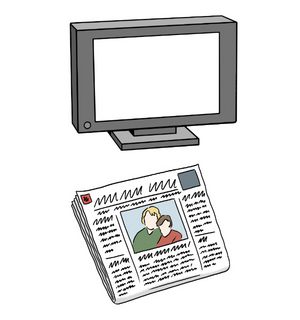 Grafik: Medien. Ein Fernseher und eine Zeitschrift Grafik: Medien. Ein Fernseher und eine Zeitschrift