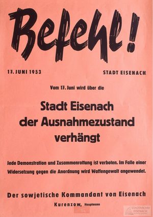 Ausnahmezustand in Eisenach. Foto: wikimedia / Stadtarchiv Eisenach, Bild 40.5 402 / CC BY-SA 3.0 de Ausnahmezustand in Eisenach. Foto: wikimedia / Stadtarchiv Eisenach, Bild 40.5 402 / CC BY-SA 3.0 de