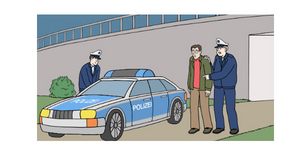 Grafik: Polizisten verhaften einen Menschen Grafik: Polizisten verhaften einen Menschen