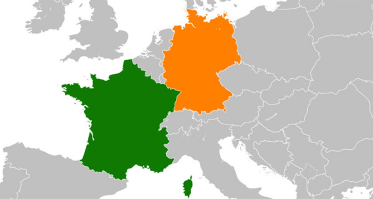 Karte Frankreich und Deutschland. Grafik: Wikimedia /maix, Tintazul, Revolus, BegbertBigg; CC BY-SA 2.5. Karte Frankreich und Deutschland. Grafik: Wikimedia /maix, Tintazul, Revolus, BegbertBigg; CC BY-SA 2.5.