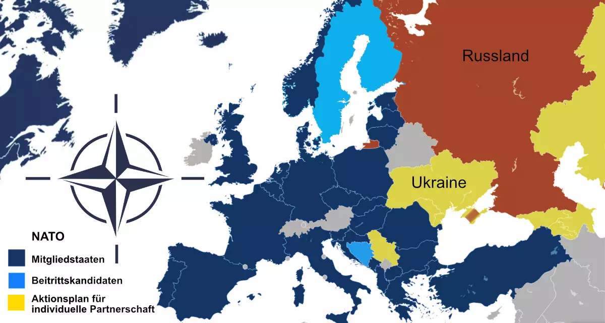 Karte der NATO-ZugehÃ¶rigkeiten in Europa. Abbildung: San Jose, Wikipedia, gemeinfrei. Angepasst von der Internetredaktion der LpB BW. 