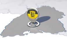 Umriss des Landes Baden-WÃ¼rttemberg mit Landeswappen. Foto: Adobe Stock | bluedesign