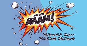 Logo der Fachtagung BÃ„Ã„M! Popkultur trifft politische Bildung. Grafik: Andreas Hoffmann