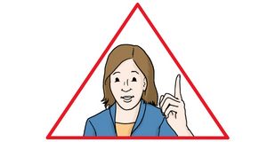 Grafik: Achtung! Frau hebt den Zeigefinger Grafik: Achtung! Frau hebt den Zeigefinger