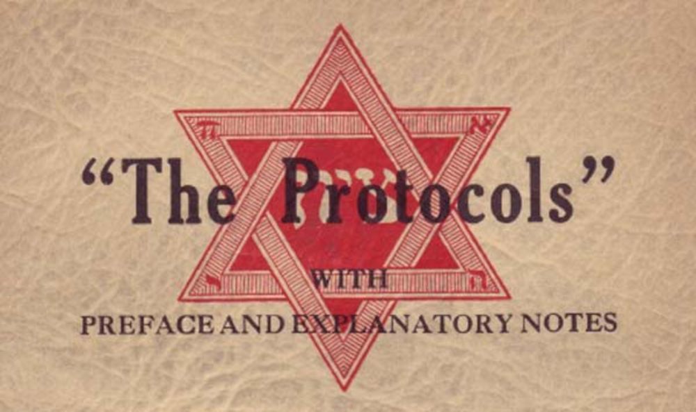 US-Amerikanische Ausgabe der „Protokolle“ aus dem Jahr 1934, die fälschlicherweise angibt, dass der Besitz in Sowjetrussland mit dem Tode bestraft werde.