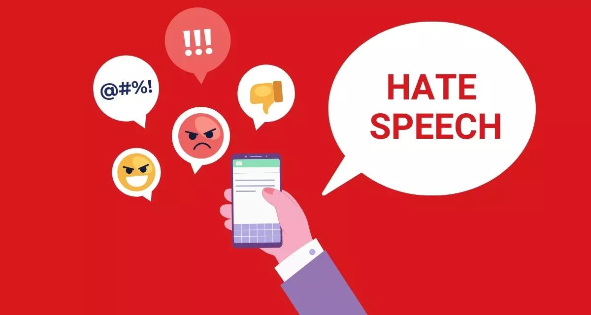 Smartphone und Hasskommentare. Symbolfoto fÃ¼r Hate Speech. Grafik: LpB BW via Canva.