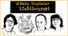Podcast #meindigitalerLieblingsort!: Episode 16. Zeichnung: Birgit WÃ¤chter, Schulranzen, Thomas Staehelin und Nada Heller (Zeichnerin)