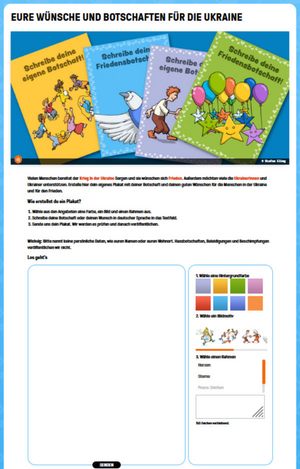 Plakat gestalten: Eure Wünsche und Botschaften für die Ukraine. BpB, Hanisauland 2022 Plakat gestalten: Eure Wünsche und Botschaften für die Ukraine. BpB, Hanisauland 2022