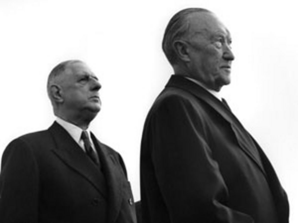 Charles de Gaulle und Konrad Adenauer 1961 im Profil. Foto: Bundesarchiv, B 145 Bild-F010324-0002 / Steiner, Egon / CC-BY-SA Charles de Gaulle und Konrad Adenauer 1961 im Profil. Foto: Bundesarchiv, B 145 Bild-F010324-0002 / Steiner, Egon / CC-BY-SA