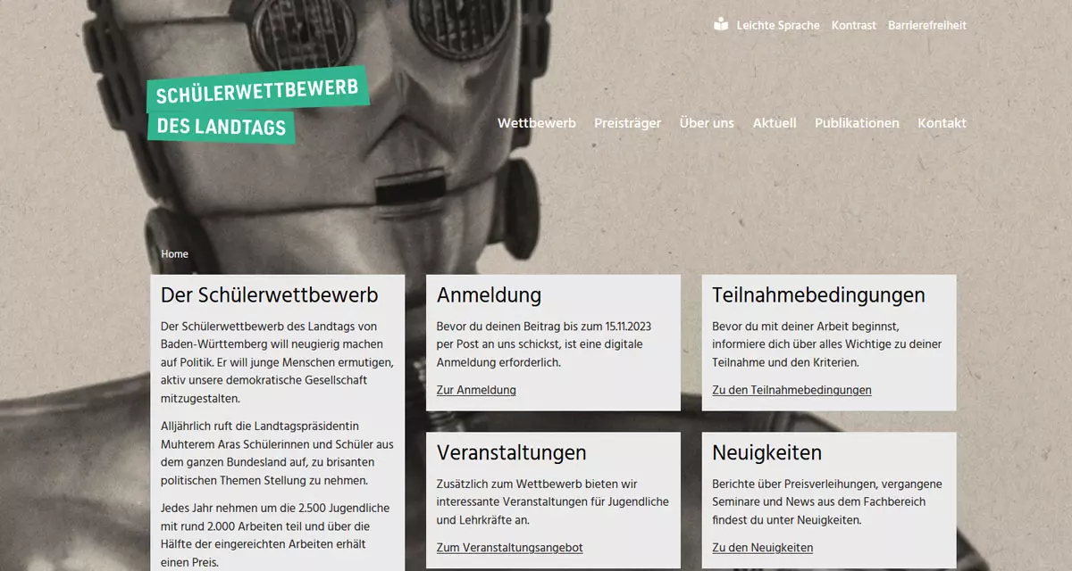 Webseite SchÃ¼lerwettbewerb des Landtags von Baden-WÃ¼rttemberg