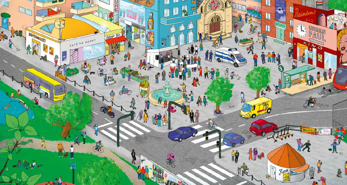 Wimmelbild Hierlingen. LpB, Kleon Medugorac Wimmelbild Hierlingen. LpB, Kleon Medugorac