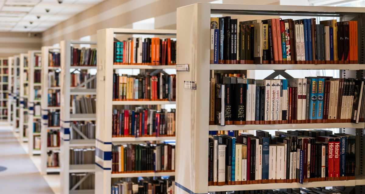 Bücher in einer Bibliothek.