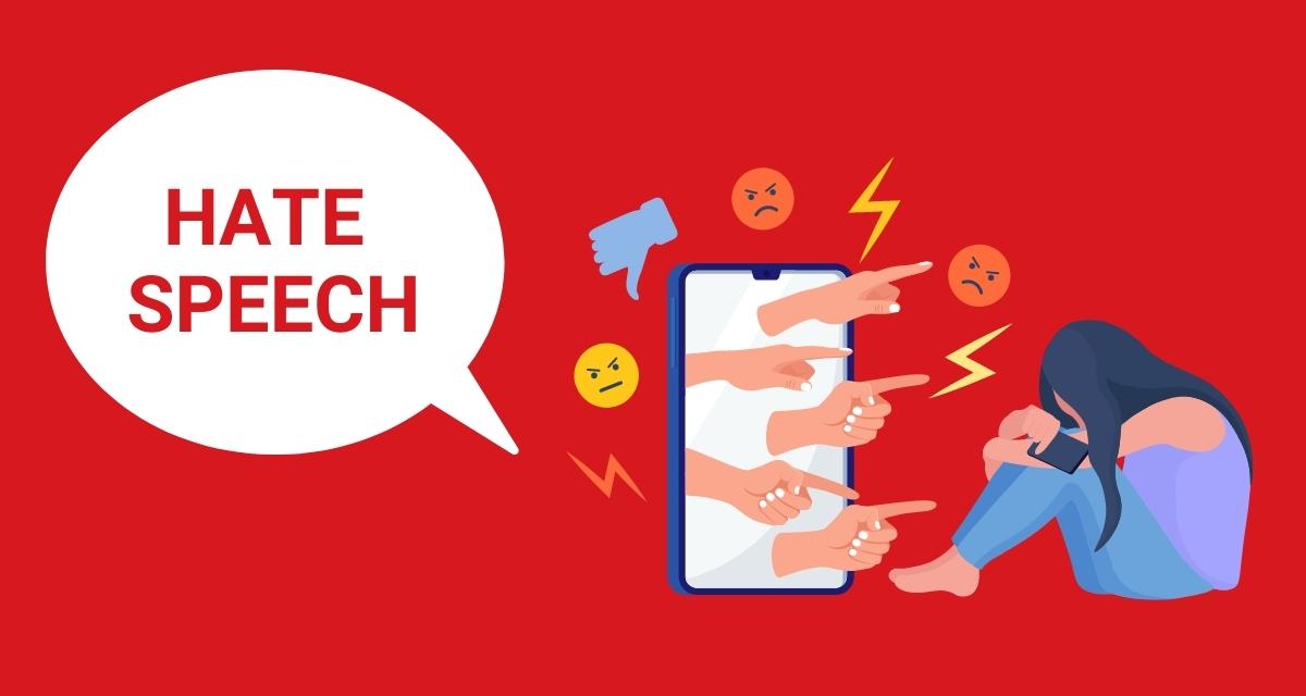 Hassreden im Internet. Grafik: LpB BW via Canva. Person wird von Hass im Internet getroffen. Grafik: LpB BW via Canva.